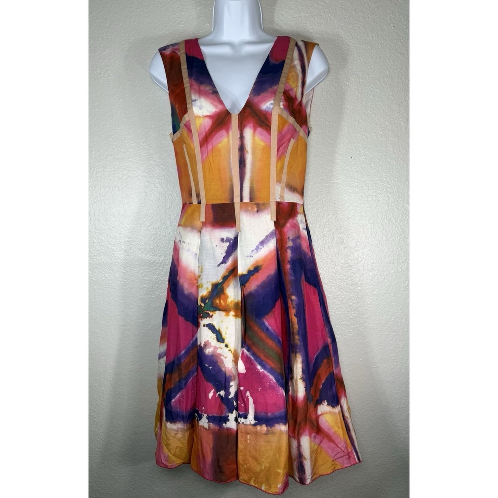 RACHEL ROY Women's Dress Size 2 Sleeveless Pleated Geometric Print